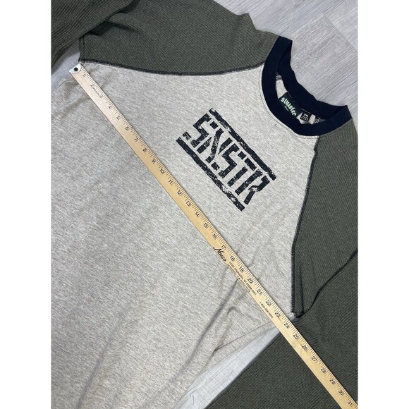 Vtg Y2K Thermal Shirt Mens 2XL BrownCross SNSTR Cyber Grunge Punk Waffle U - Picture 6 of 9